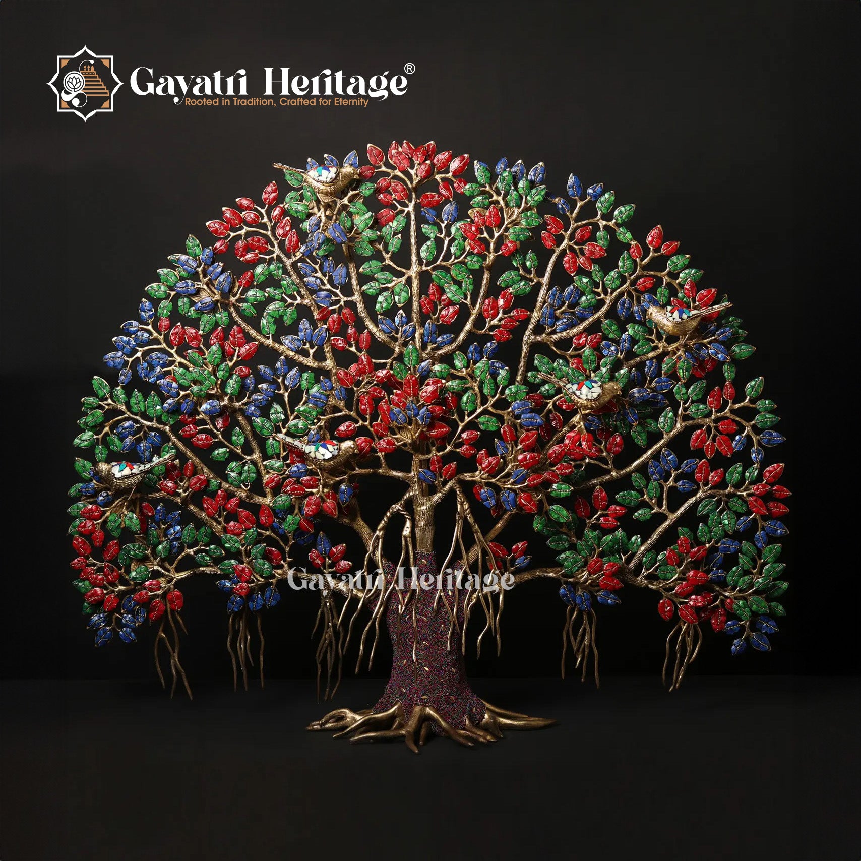 Brass Kalpavriksha Tree with Chirping Birds in Stone Work – A Harmony ...